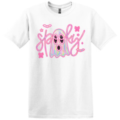 Halloween T-Shirt Neon “Spooky” With Ghost – Choose Your Color & Size