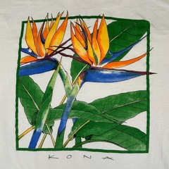 VTG Hawaiian Shirt Mens XL White Alore Kona Birds of Paradise Single Stitch 90s