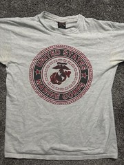 Vintage US Marine Corps White Shirt USA Made Single Stitch Size Large *Stains