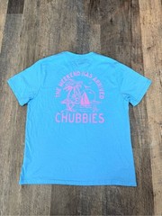 Chubbies Men’s Light Blue Short Sleeve Logo Tee Size Large Soft Lightweight