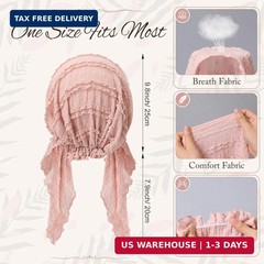 Funtery 4 Pack Chemo Headwear for Women, Pre-Tied Turban Headwrap, Soft Stretchy