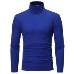 Spring and Autumn Men’s Thin Solid Color Half Turtleneck Long Sleeve T-Shirts