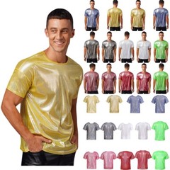 Men’s Blouse Travel Tops Workout T-shirt Round Neck Shirts Training Costume
