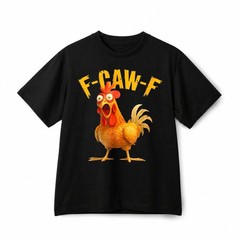Funny F‑CAW‑F Screaming Rooster Casual Retro Graphic Cotton T‑Shirt Unisex