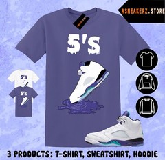 Tee Shirt Matching AJ 5 Grape 2025 To Match Sneaker Shoe Dripping 5s T-Shirt