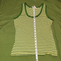 VINTAGE Chrysanthemum Brand Tank Top Shirt Size M Cotton Green Yellow Stripe