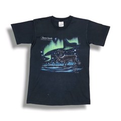 Vintage Aurora Borealis Lapland Finland By Kaizu/Mikebon Black T-Shirt Men’s S