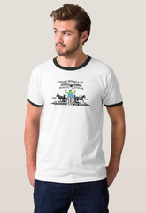 Chillin’ Froggy Vintage Two Horse Logo Parody of the Jeans Brand Ringer T-Shirt