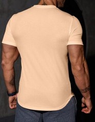 Mens V-Neck Muscle Slim Henley Shirt Workout Gym Athletic Shirt Summer Fashio…