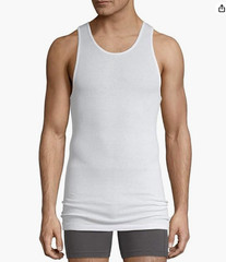 Stafford Mens Dry + Cool A-Shirt | Long Tall White Tank Top Undershirt | 4-Pack