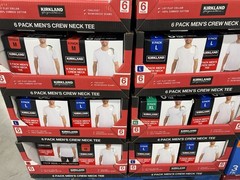 Kirkland Signature Men’s 6-pack Black White 100% Cotton Crew Neck T-shirt