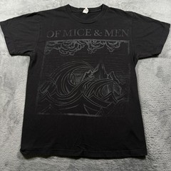 Vintage Of Mice & Men Tultex T-Shirt Mens Small Black Cotton Print Short Sleeve