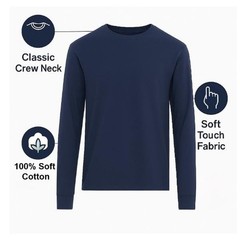 3 Pack: Men’s 100% Cotton Crew Neck Long Sleeve Tee Casual Basic T-Shirt S-4XL