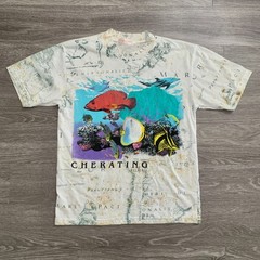 Vintage Cherating Malaysia AOP Nature Souvenir Map T-Shirt Sz. M-L