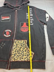 Hot Topic The Lost Boys Gothic Vampire Distressed Crop Top Hoodie Jacket Size LG