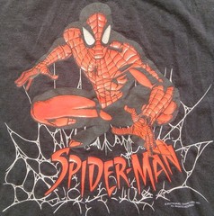 Y2K Spiderman AAA Mens Medium Black T Shirt 2002 Marvel Characters Vintage