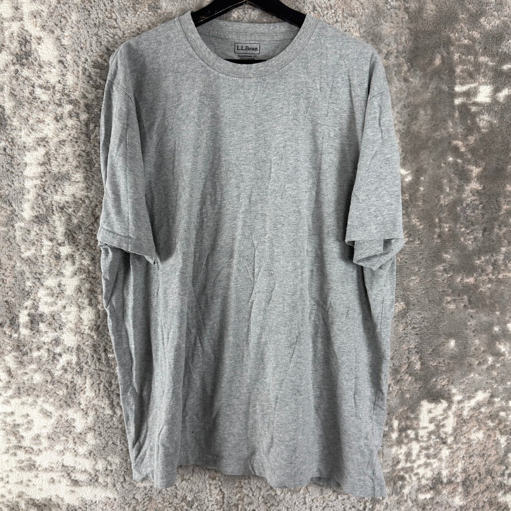 L.L.Bean Size XL Traditional Fit Cotton Essential T-Shirt Gray Short Sleeve Mens