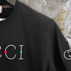 Gucci Colorful Logo Gucci Embroidery Black T-shirt- Size 2XL – paid tariff USA