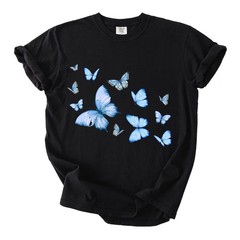 Comfort T Shirt Blue Butterflies Design