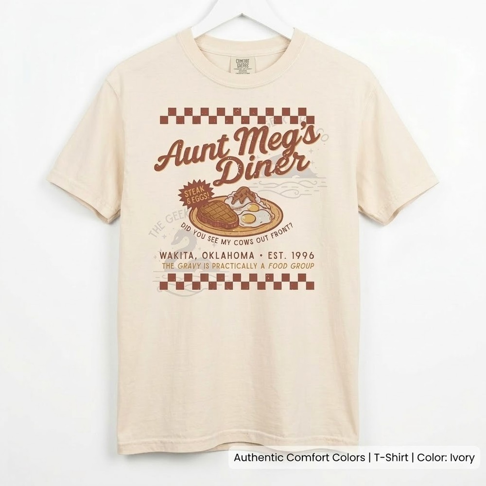 Aunt Meg’s Diner T-Shirt – Vintage 90s Movie Inspired Graphic Tee – Retro Wakita