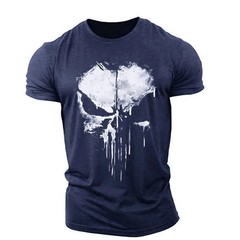 Punisher Skull Men’s T-Shirt Top Fitness Sportswear Stretch Breathable