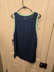 Sz L Under Armour Tech Tank HeatGear Dark Teal/Green Sleeveless Workout Shirt