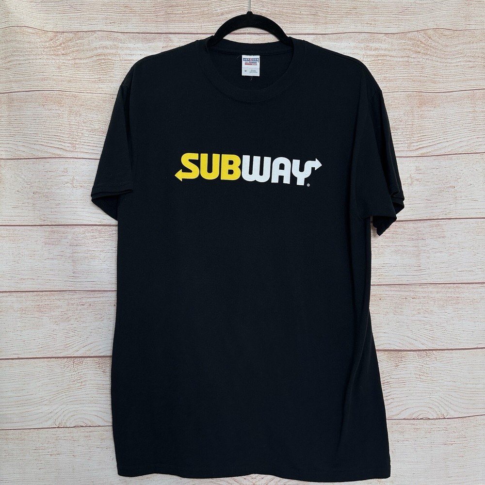 Subway Sandwich Black Logo Jerzees DriPower Short Sleeve Work T Shirt Men’s M
