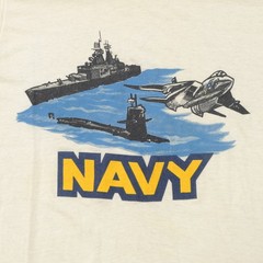 Rare Vintage SCREEN STARS US Navy Battleship Submarine Jet Ringer T Shirt 80s M