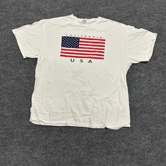 Delta Apparel T-shirt Mens Size XL White California USA American Flag Graphic
