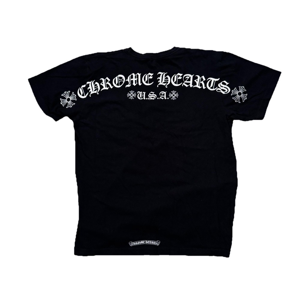 Mens Chrome Hearts USA Black Scroll Pocket T Shirt Size Large
