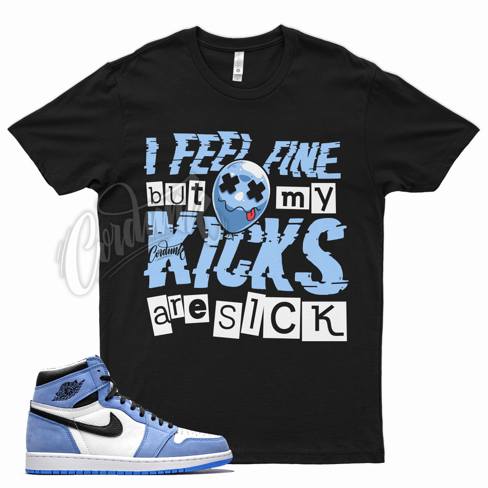 Black SICK V2 T Shirt for J1 1 High OG White University Powder Blue UNC WMNS