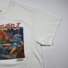 Street Fighter II Graphic T-Shirt White Retro Gaming 1991 Men’s M Double Sided