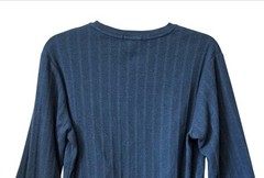 90’s Alfani Mens Small Blue Ribbed Knit Long-Sleeve Crewneck Shirt 100% Cotton
