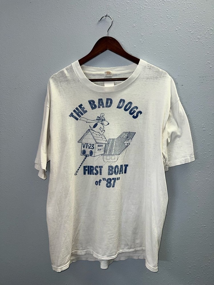 Vintage 1987 Navy VT-23 Bad Dogs Snoopy Style Flying Ace Shirt XL 0238