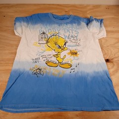Looney Tunes Tweety Bird Graphic T-Shirt Size Small S Blue White Tie Dye Tee
