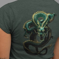 Green Dragon Unisex t-shirt – Japanese-inspired dragon – image on shirt back