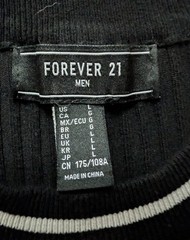 Forever 21 Men’s Black Ribbed Knit Short Sleeve L Sweater Shirt 18″ W X 26.5″ L