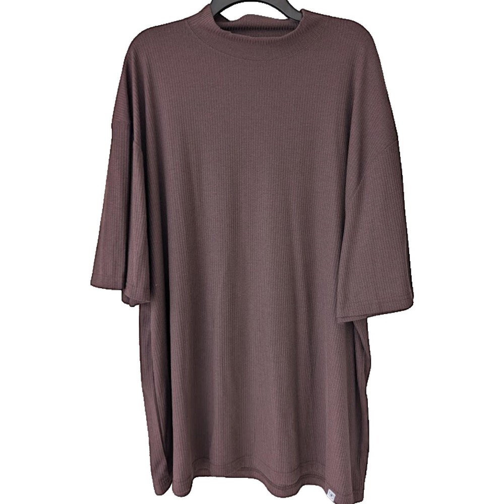Stacy Adams 4X Shirt Rust Brown Ribbed Knit Premium Soft Rayon Blend 4XL tall