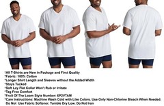 3 White Tall Man 2XT 50-52 Inch V-Neck T-Shirts Fruit Of The Loom 127-132 CM