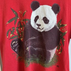 VTG 90s Screen Stars Panda Bamboo Single Stitch T-Shirt Red Med USA