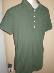 NITAGUT Mens FOREST GREEN Casual Short Sleeve Collared Ribbed Knit POLO Shirt S