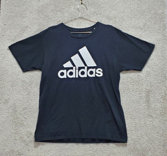 Adidas T-Shirt Men’s L Black Crew Neck Graphic Pullover Easy Care Stretch Casual
