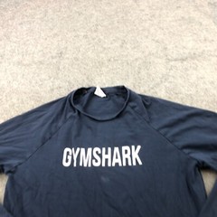 Gymshark Shirt Men Small Blue Long Sleeve Spell Out Casual Logo *