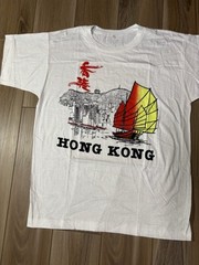 HONG KONG Shirt Adult XL White Graphic Boat City Chinese Script Single Stitch