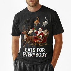 Santa Sleigh Cats For Everybody T-Shirt Kitty Reindeer Funny Xmas Cat Lover Gift