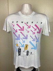 Vintage 1986 Genesis Invisible Touch Concert T-Shirt White S/M 80s Pop Rock Band
