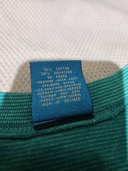 Vintage On Your Mark Shirt Mens XL Blue Teal Striped Preppy Casual Normcore Tee
