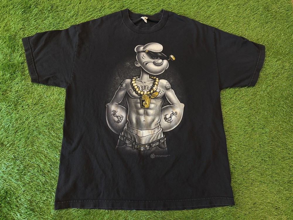 Y2K 2009 King POPEYE Gangsta Bling Tattoo Streetwear Vintage T-Shirt – Size XL