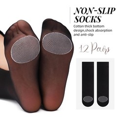 12 Pairs Women High Sheer Ankle Nylon Socks Hosiery With Reinforced Toe