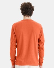 Hanes Mens Long Sleeve Tee Solid Midweight T-Shirt Smoke Texas Orange S Size
